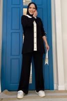 Tesettür giyim SİYAH PANTOLONLU TRİKO TAKIM T 20332