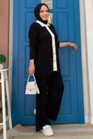 Tesettür giyim SİYAH PANTOLONLU TRİKO TAKIM T 20332