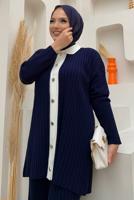 Tesettür giyim LACİVERT PANTOLONLU TRİKO TAKIM T 20332