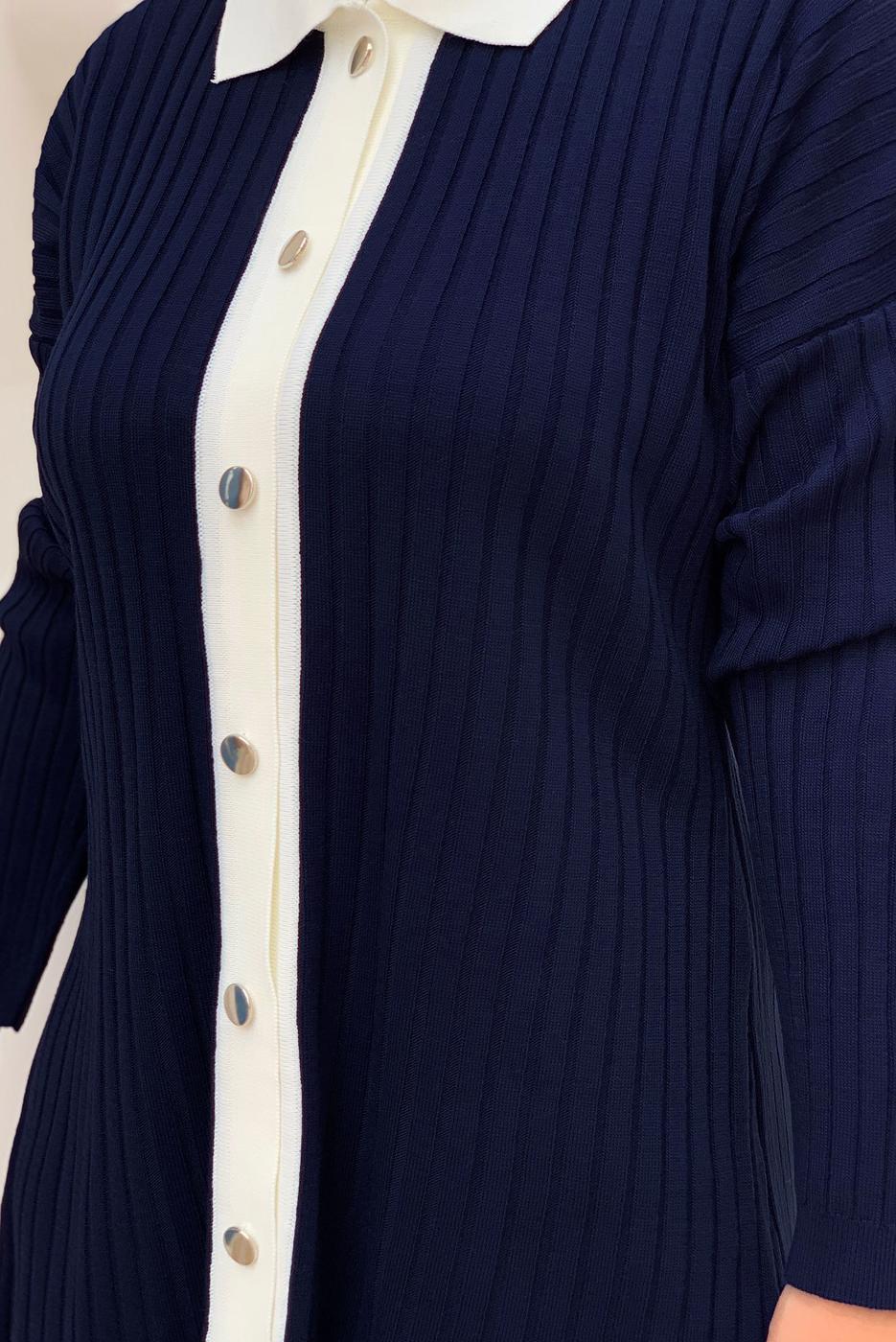 Tesettür giyim LACİVERT PANTOLONLU TRİKO TAKIM T 20332