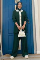 Tesettür giyim YEŞİL PANTOLONLU TRİKO TAKIM T 20332