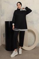 Hijab clothing BLACK COLORED PANTS TRACKSUIT SET T 2043