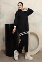 Hijab clothing BLACK COLORED PANTS TRACKSUIT SET T 2043