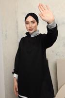 Hijab clothing BLACK COLORED PANTS TRACKSUIT SET T 2043
