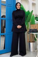 Hijab clothing BLACK BELTED PANTS SUIT T 20432