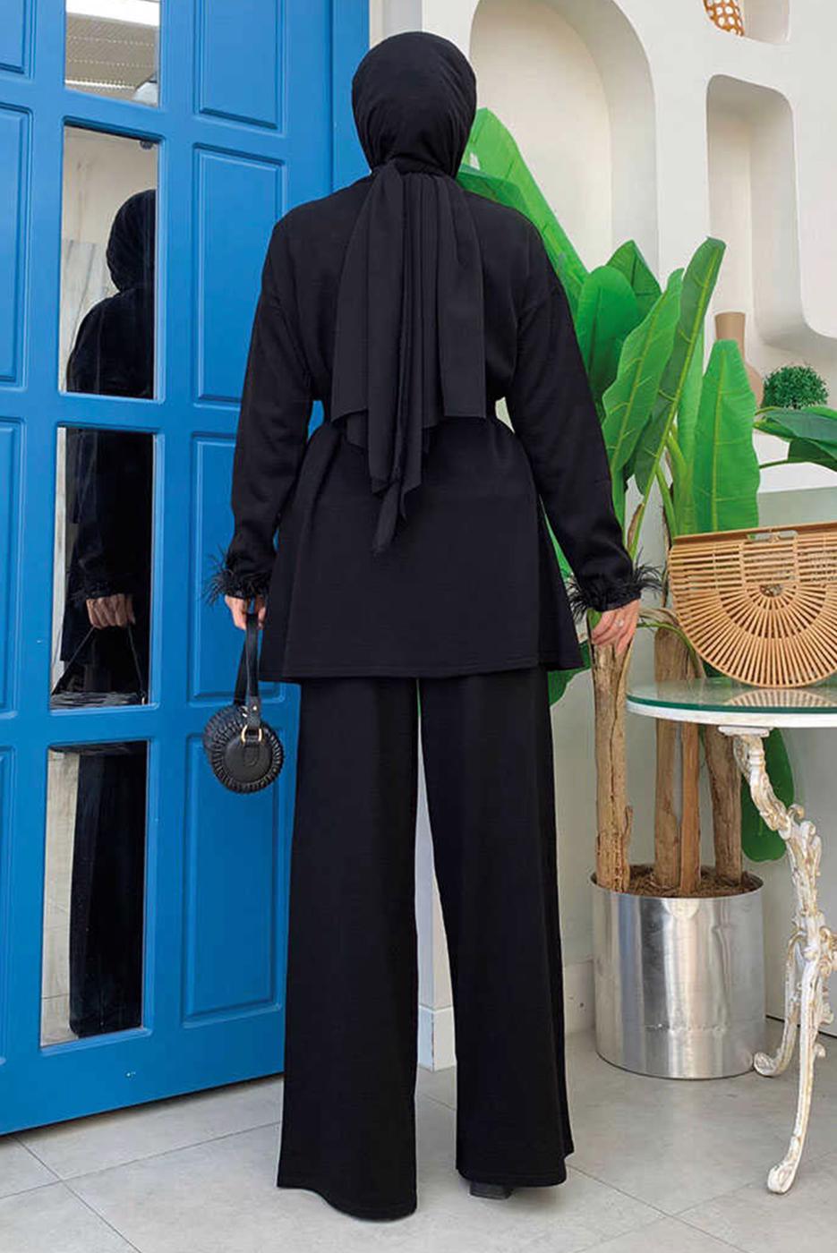 Hijab clothing BLACK BELTED PANTS SUIT T 20432
