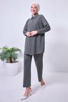 Tesettür giyim GRİ PANTOLONLU TAKIM T 2443