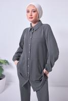 Tesettür giyim GRİ PANTOLONLU TAKIM T 2443