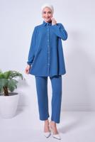 Tesettür giyim LACİVERT PANTOLONLU TAKIM T 2443