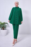 Tesettür giyim YEŞİL PANTOLONLU TAKIM T 2443
