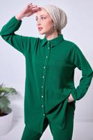 Tesettür giyim YEŞİL PANTOLONLU TAKIM T 2443