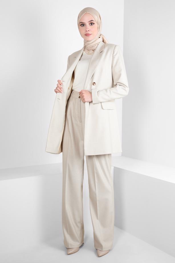 Tesettür giyim BEJ T 30400 ALVİNA FERNANDO 2Lİ PANT TK38/46 TEK40 - TRENDTESETTÜR