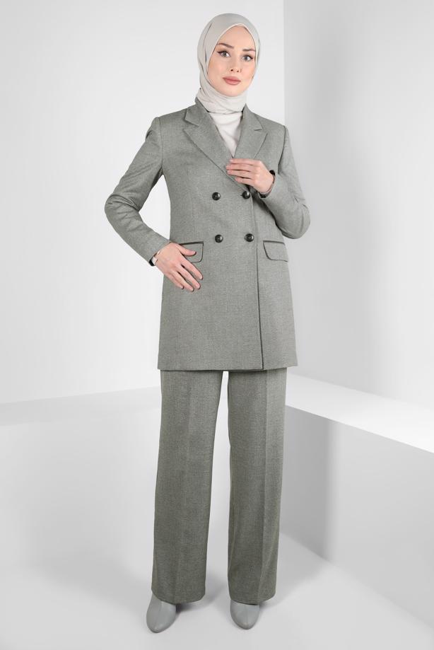 Tesettür giyim HAKİ T 30400 ALVİNA FERNANDO 2Lİ PANT TK38/46 TEK40 - TRENDTESETTÜR