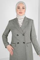 Tesettür giyim HAKİ ALVİNA KRUVAZE YAKA PANTOLONLU TAKIM T 30400