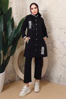 Tesettür giyim SİYAH PUL PAYETLİ PANTOLONLU TAKIM T 3743