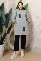 Tesettür giyim GRİ PUL PAYETLİ PANTOLONLU TAKIM T 3743