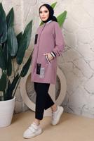 Tesettür giyim MOR PUL PAYETLİ PANTOLONLU TAKIM T 3743