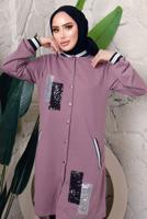 Tesettür giyim MOR PUL PAYETLİ PANTOLONLU TAKIM T 3743