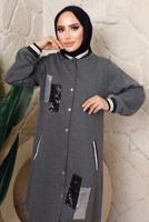 Tesettür giyim GRİ PUL PAYETLİ PANTOLONLU TAKIM T 3743
