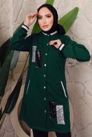 Tesettür giyim YEŞİL PUL PAYETLİ PANTOLONLU TAKIM T 3743