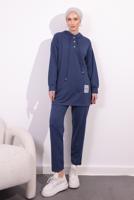 Tesettür giyim LACİVERT KAPÜŞONLU PANTOLONLU TAKIM T 3843