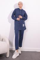 Tesettür giyim LACİVERT KAPÜŞONLU PANTOLONLU TAKIM T 3843