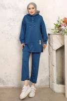 Tesettür giyim LACİVERT KAPÜŞONLU PANTOLONLU TAKIM T 3843
