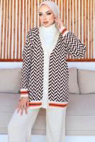 Tesettür giyim EKRU PANTOLONLU TRİKO TAKIM T 40032