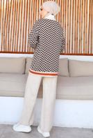 Tesettür giyim EKRU PANTOLONLU TRİKO TAKIM T 40032