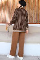 Tesettür giyim KAHVE PANTOLONLU TRİKO TAKIM T 40032