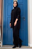 Tesettür giyim SİYAH TRİKO PANTOLONLU TAKIM T 40332