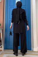 Tesettür giyim SİYAH TRİKO PANTOLONLU TAKIM T 40332