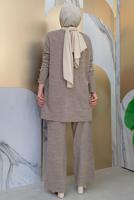 Tesettür giyim VİZON TRİKO PANTOLONLU TAKIM T 40332