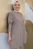 Tesettür giyim VİZON TRİKO PANTOLONLU TAKIM T 40332