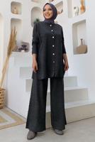 Tesettür giyim GRİ TRİKO PANTOLONLU TAKIM T 40332