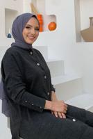 Tesettür giyim GRİ TRİKO PANTOLONLU TAKIM T 40332