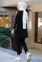 Tesettür giyim MOR BLOK DESENLİ PANTOLONLU TAKIM T 4102