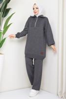 Tesettür giyim GRİ PANTOLONLU TRİKO TAKIM T 41421