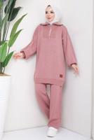 Tesettür giyim PEMBE PANTOLONLU TRİKO TAKIM T 41421