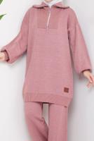 Tesettür giyim PEMBE PANTOLONLU TRİKO TAKIM T 41421