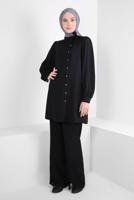 Hijab clothing BLACK T 44176 ALVİNA SARA CREP 2Lİ PANT TK 38/46 TEK40