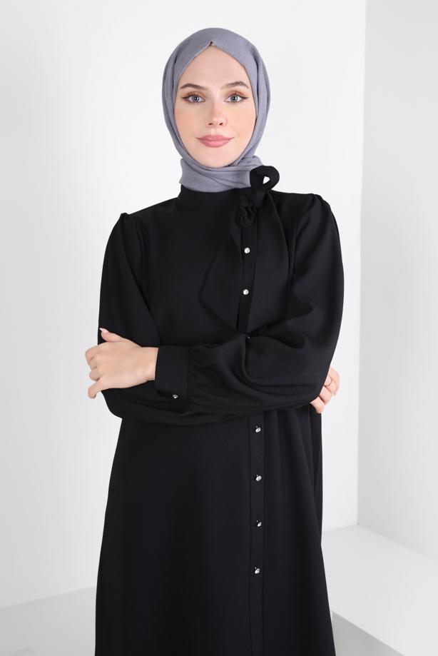 Hijab clothing BLACK T 44176 ALVİNA SARA CREP 2Lİ PANT TK 38/46 TEK40 - TRENDTESETTÜR