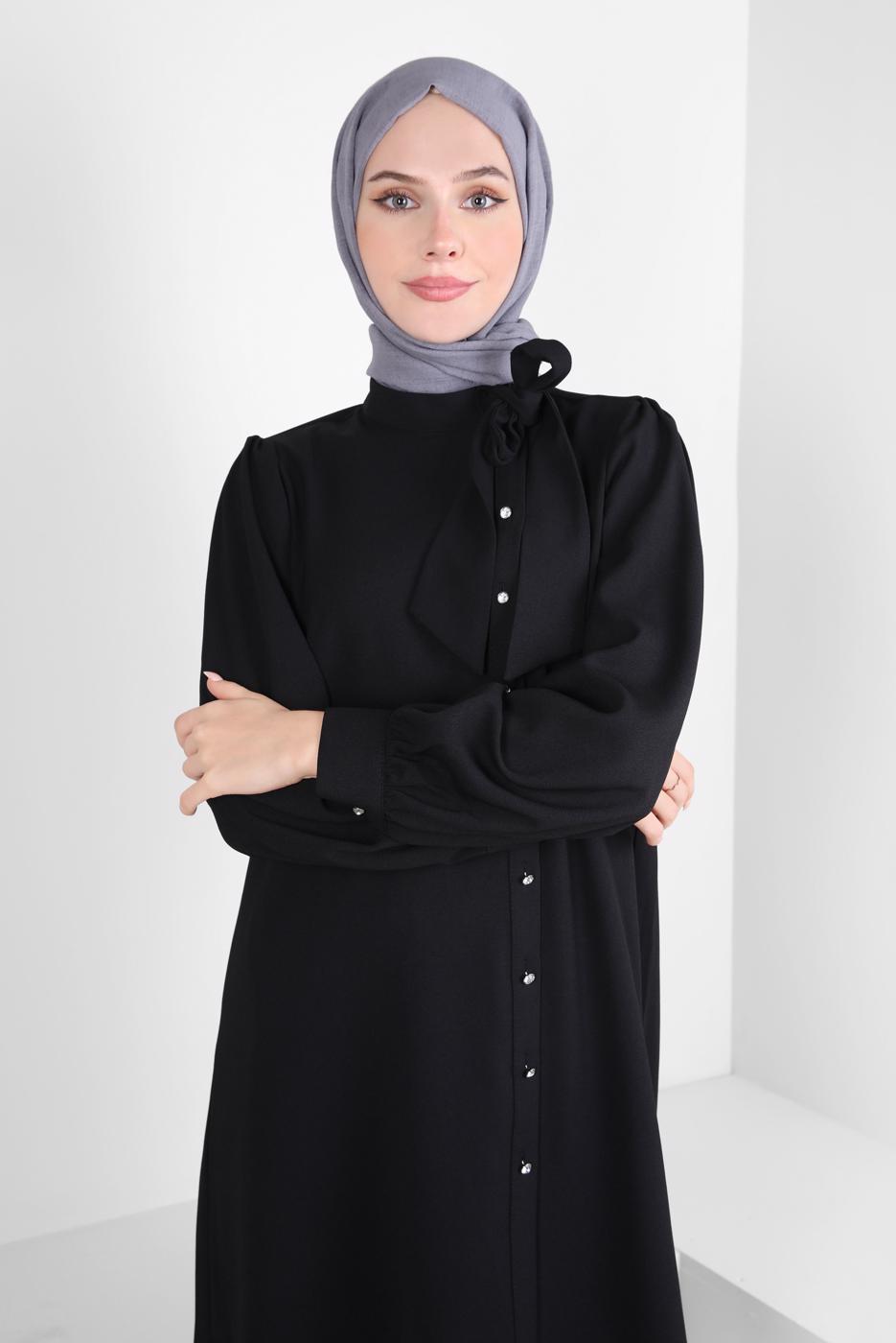Hijab clothing BLACK T 44176 ALVİNA SARA CREP 2Lİ PANT TK 38/46 TEK40