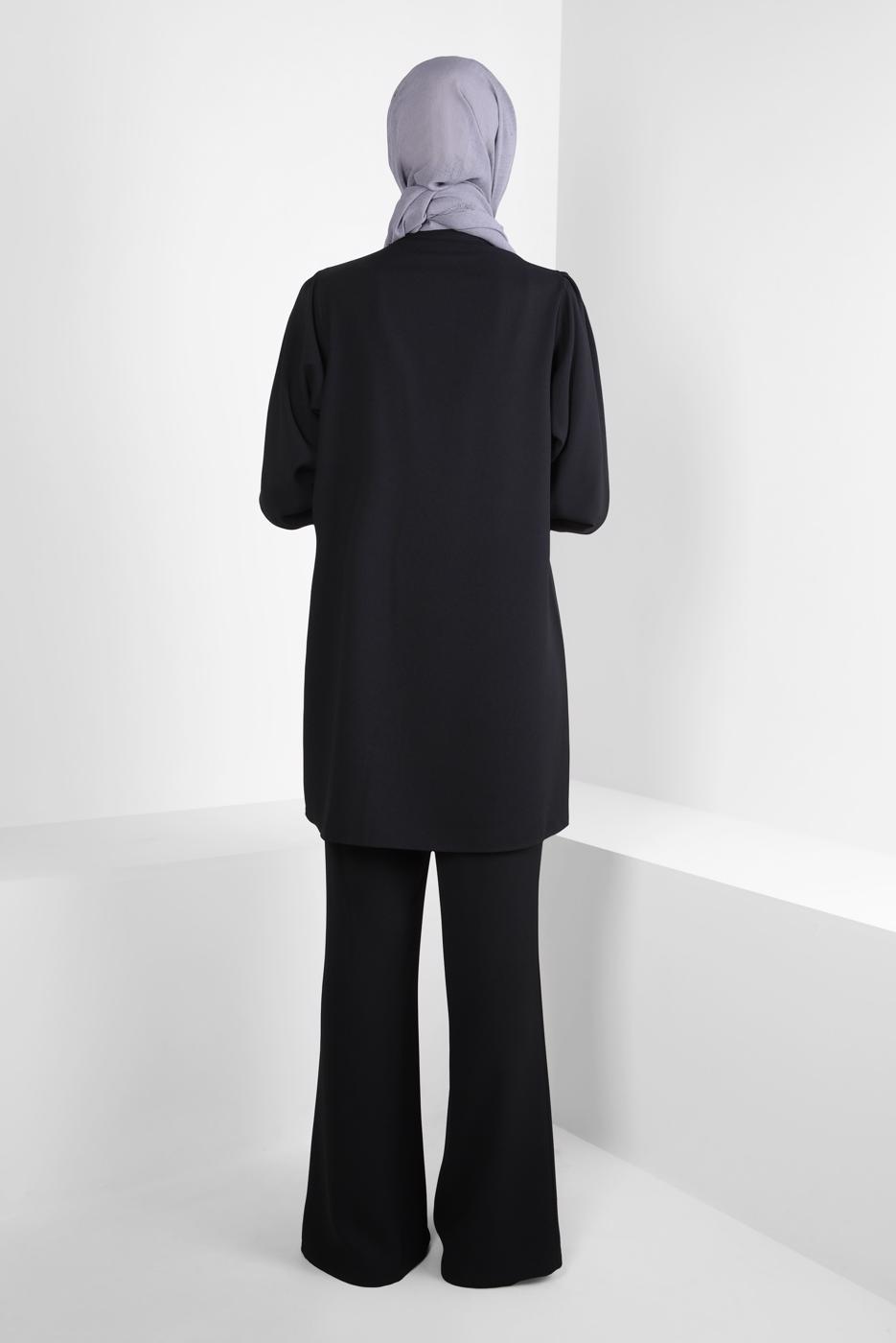 Hijab clothing BLACK T 44176 ALVİNA SARA CREP 2Lİ PANT TK 38/46 TEK40