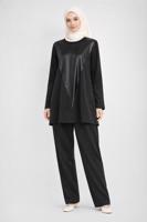Tesettür giyim SİYAH ALVİNA PANTOLONLU TAKIM T 44288