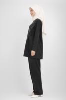 Tesettür giyim SİYAH ALVİNA PANTOLONLU TAKIM T 44288