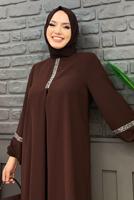 Tesettür giyim KAHVE TAŞLI PANTOLONLU TAKIM T 4648