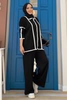 Tesettür giyim SİYAH TRİKO PANTOLONLU TAKIM T 50332