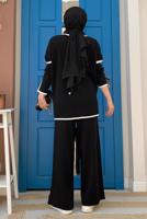 Tesettür giyim SİYAH TRİKO PANTOLONLU TAKIM T 50332