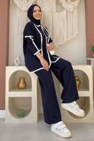 Tesettür giyim LACİVERT TRİKO PANTOLONLU TAKIM T 50332